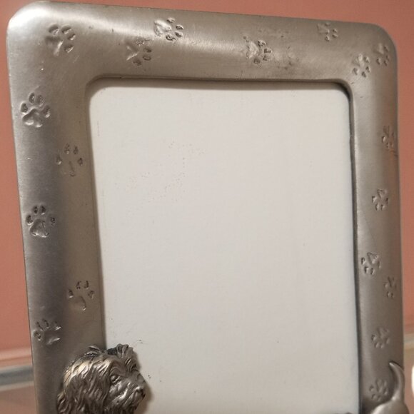 Vintage Seagull Picture Photo Frame Dogs & Puppy Pewter Pets 4x6 Silvertone 1993 - Picture 7 of 11